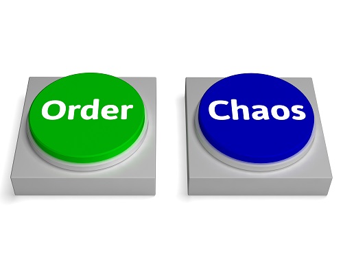 Order Chaos Buttons Showing Orderly Or Messy