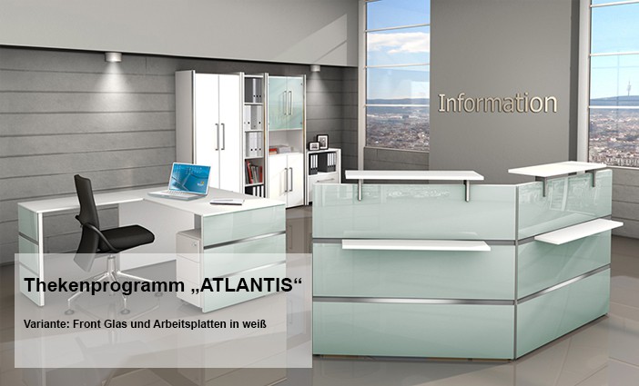Empfangstheke Atlantis mit dekorativen Glasfronten