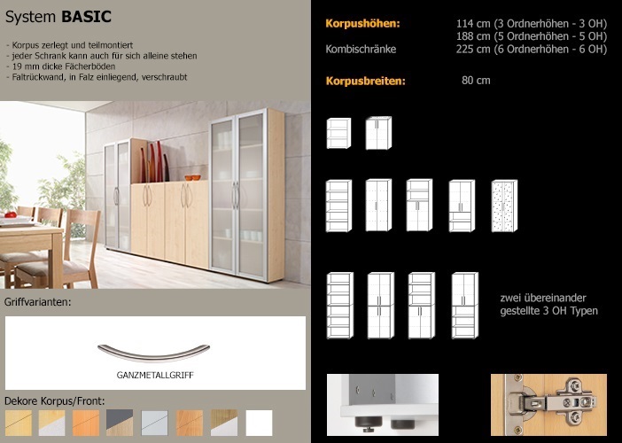 Büroregal- und Büroschrank-System Basic