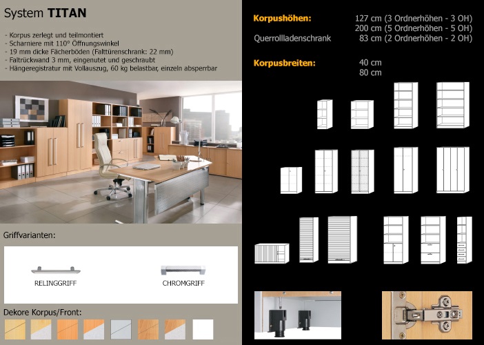 Büroregal- und Büroschrank-System Titan